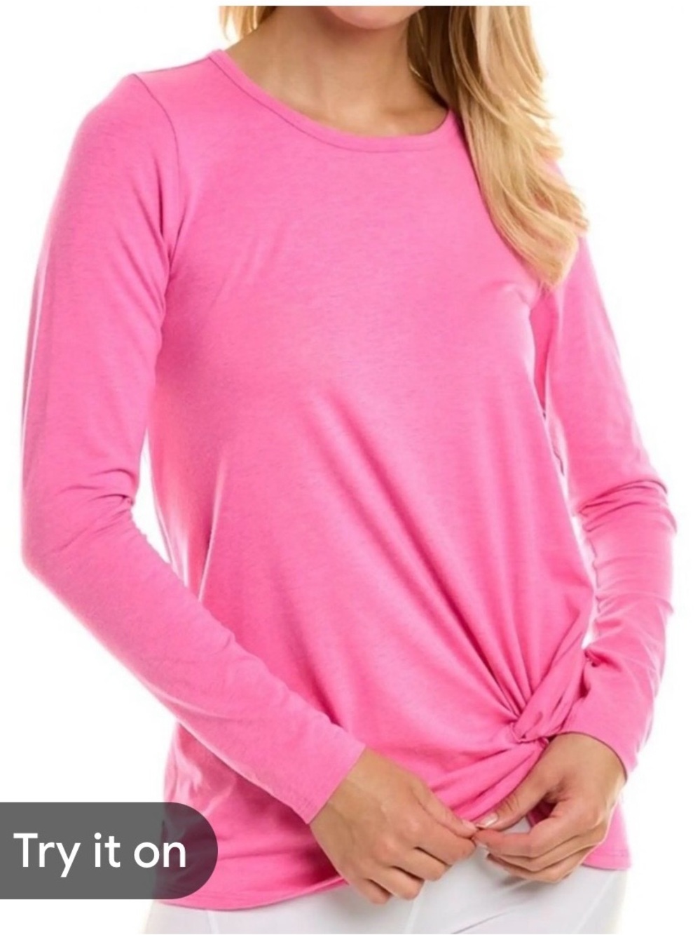 Lilly Pulitzer Luxletic Trina Twist Pink Long Sleeve Knot Front Tee Small NWOT